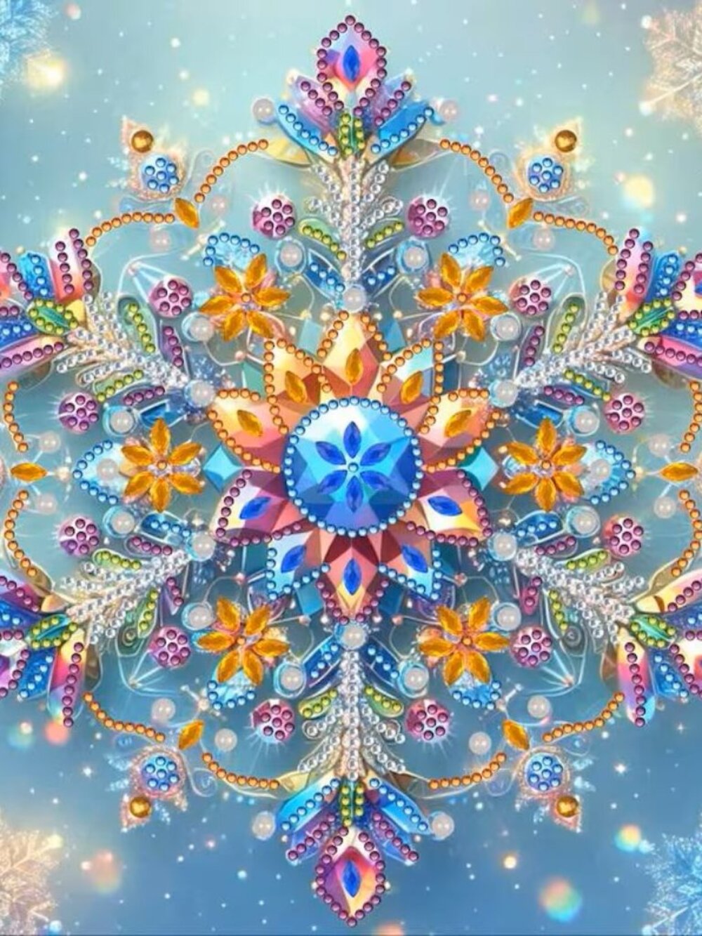 Diamond Painting Kit, Colorful Snowflake